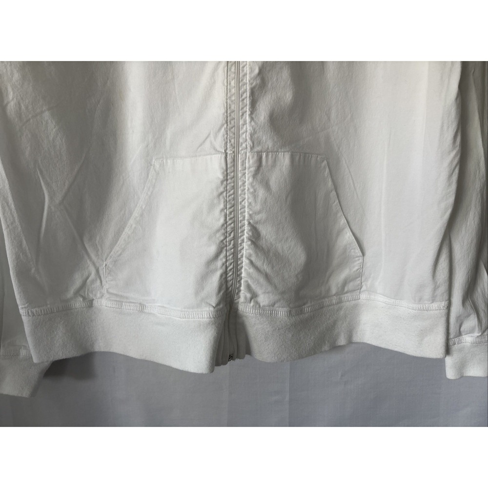 Hot Cotton Women Hooded Light Jacket Large White Full Zip Boxy Cotton USA - Picture 3 of 6